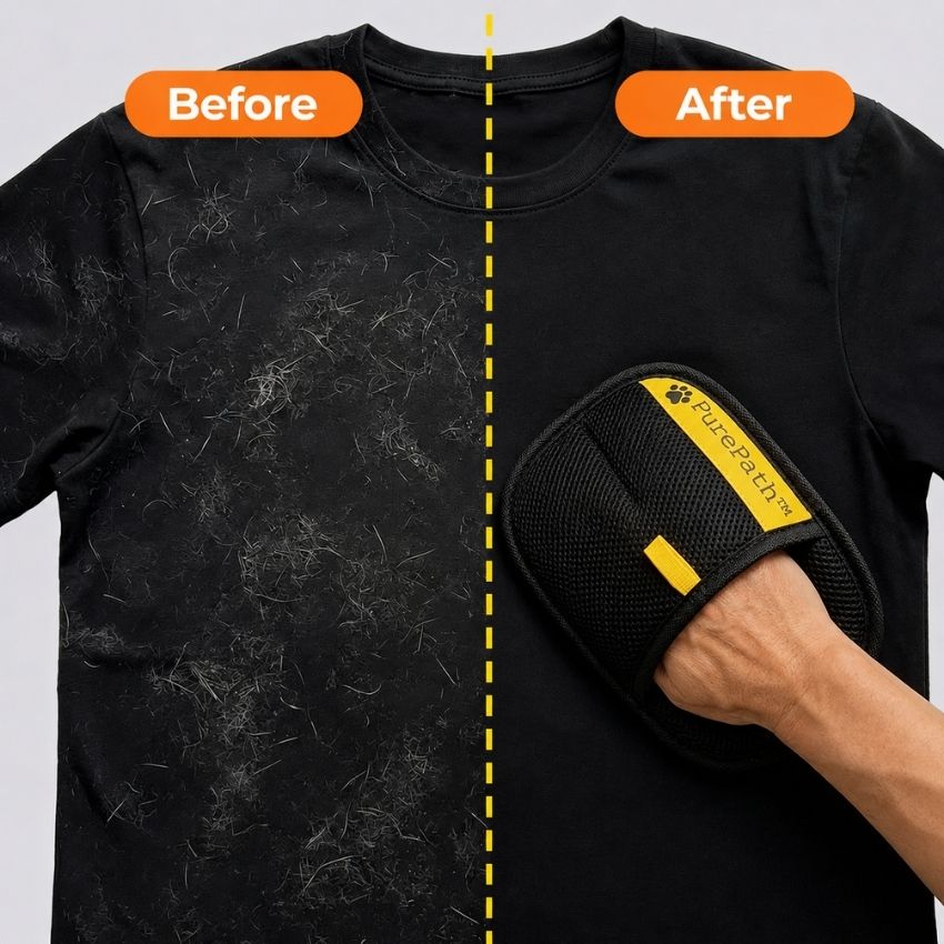 PurePath™ Glove Stop throwing money at lint rollers that give up after 3 passes. The PurePath™ Glove lifts embedded pet hair from any surface. Reusable. Washable. Refill-free for life.