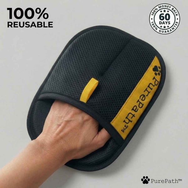 PurePath™ Glove Stop throwing money at lint rollers that give up after 3 passes. The PurePath™ Glove lifts embedded pet hair from any surface. Reusable. Washable. Refill-free for life.